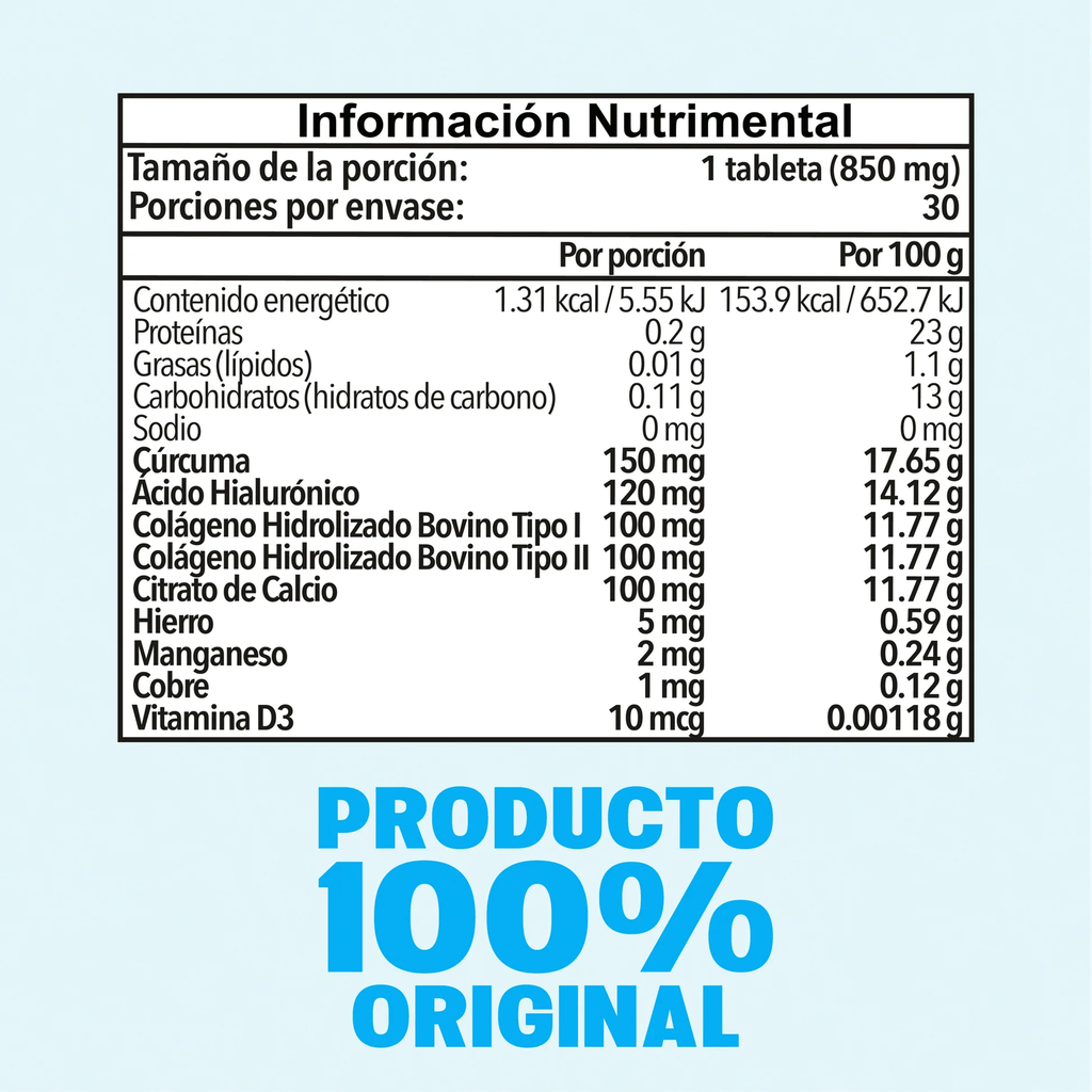 ÁCIDO HIALURÓNICO 30 TABLETAS DE 850 MG